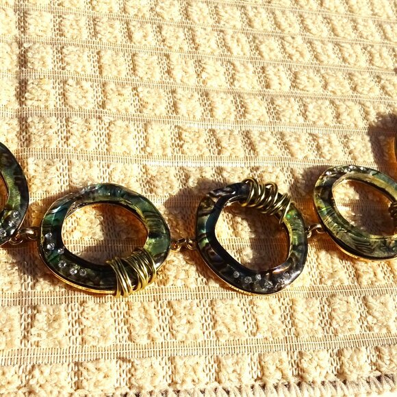 Robert Lee Morris Soho Signed Mother of Pearl Silver Plated Bracelet - Picture 3 of 8